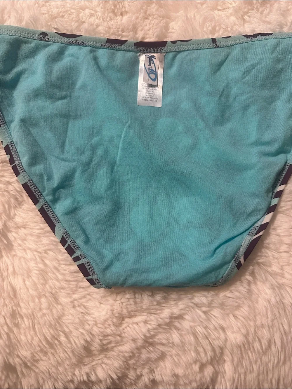 Malibu Dream Girl Tropical Bikini Set M Top L Bottom Aqua Blue Purple Boho - Picture 4 of 13